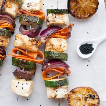 Moroccan Goat Cheese and Vegetable Skewers
